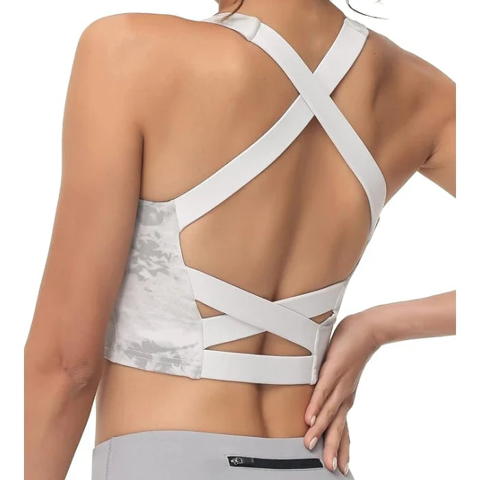 Dye Grey - Strappy Yoga Sports Bras for Women