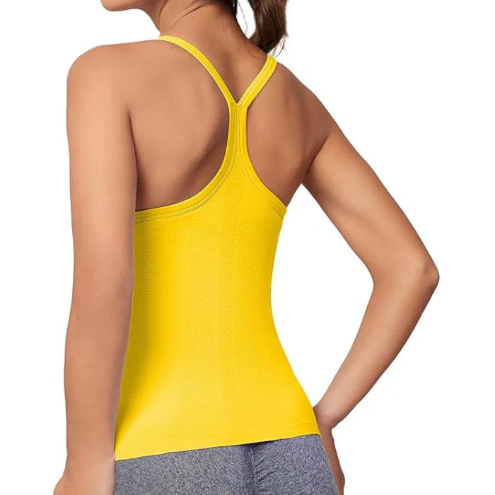 Yellow - Women’s Sleeveless Tops with Built-in Bra