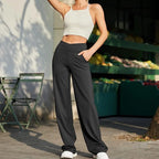 Black - Women’s Wide Leg Yoga Pants with Pockets