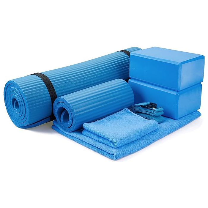 Fitness 7 Piece Yoga Set with Mat, Stretch Strap & Knee Pad