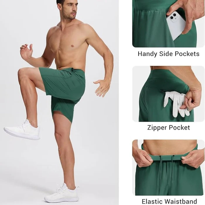 Green - Quick Dry Shorts with Pockets
