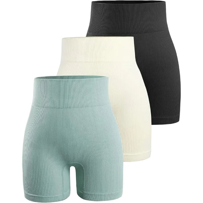 3 Piece Seamless High-Waisted Workout Shorts