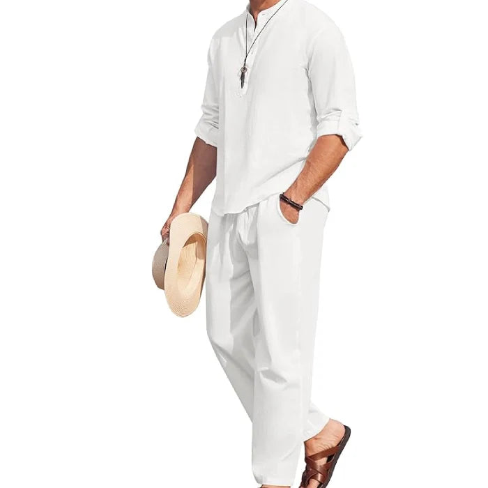 White - 2-Piece Cotton Linen Set