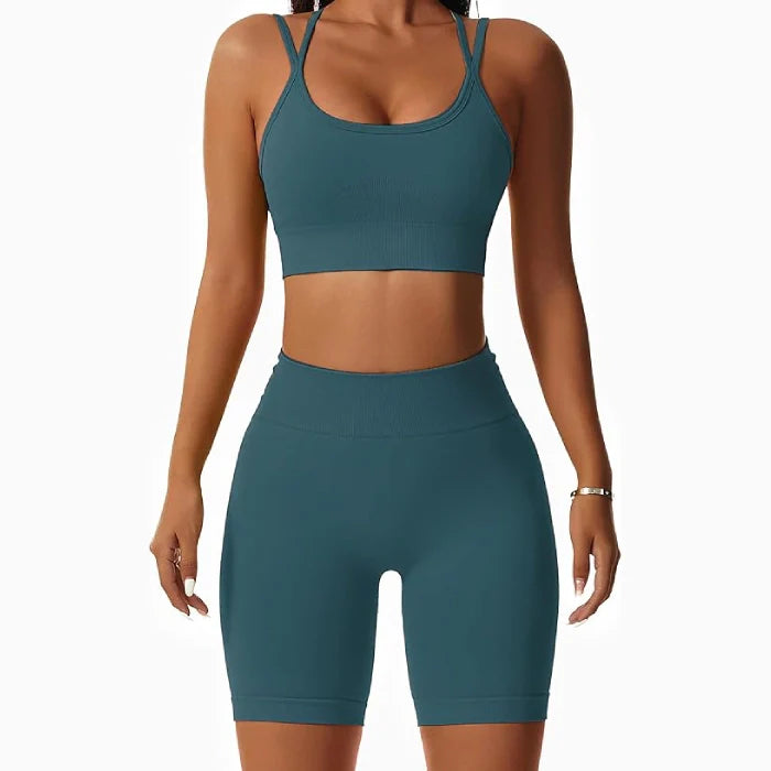 Navy - 2-Piece Workout Set – Sports Bra & Shorts