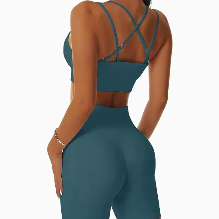 Navy - 2-Piece Workout Set – Sports Bra & Shorts