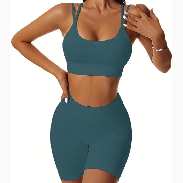 Navy - 2-Piece Workout Set – Sports Bra & Shorts
