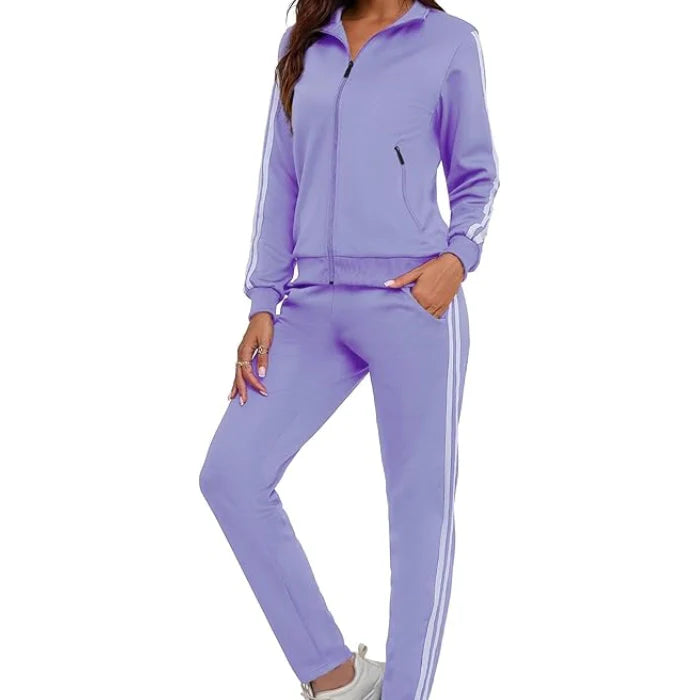 Purple - Women’s 2-Piece Tracksuit – Long Sleeve Full Zip Lounge Set
