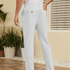 White - Cotton Linen Drawstring Yoga Pants