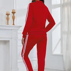 Red - Women’s 2-Piece Tracksuit – Long Sleeve Full Zip Lounge Set