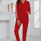 Red - Women’s 2-Piece Tracksuit – Long Sleeve Full Zip Lounge Set
