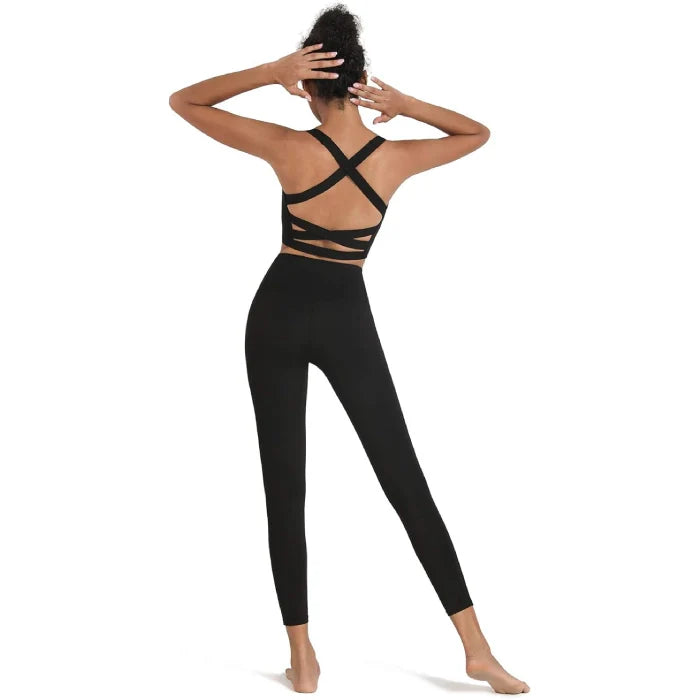 Black - Strappy Yoga Sports Bras for Women