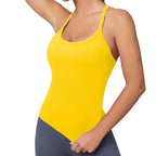 Yellow - Women’s Sleeveless Tops with Built-in Bra