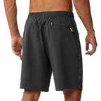 Black -  Lightweight Quick Dry Athletic Shorts with 3 Zipper Pockets