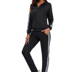Black - Women’s 2-Piece Tracksuit – Long Sleeve Full Zip Lounge Set