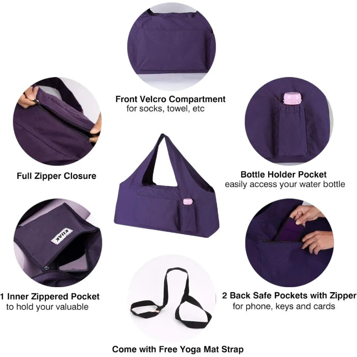 Large Yoga Mat Bag with Strap - Purple